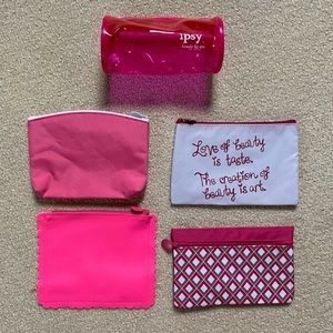 Set of 5 - Pink Ipsy Makeup Bags (EUC)
